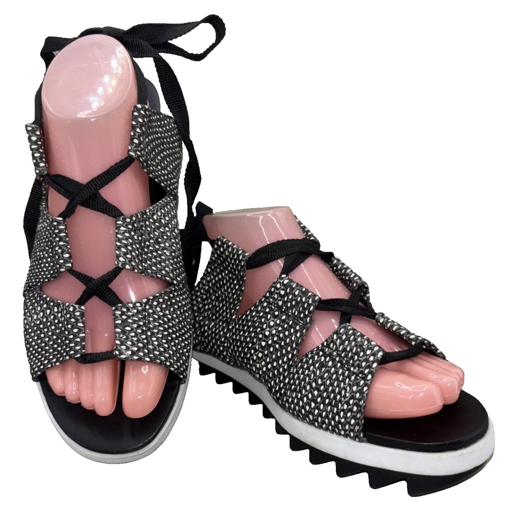 Circus Sam Edelman Riley Sandal Size 10M Strappy Laced Platform Black Contrast